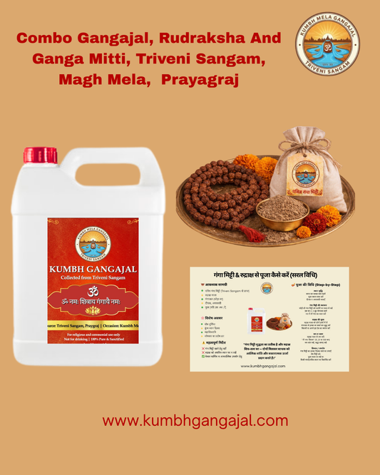 Combo Gangajal, Rudraksha And Ganga Mitti, Triveni Sangam, Magh Mela,  Prayagraj